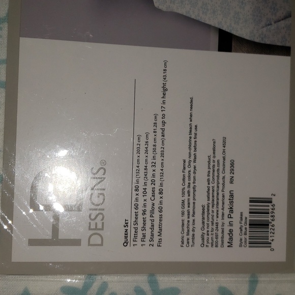 HD Designs Queen Sheet Set Snowflakes - Picture 4 of 5